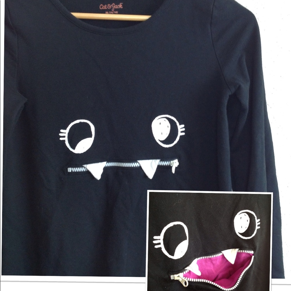 Cat & Jack Girl XL Halloween Fang Sweatshirt Dress